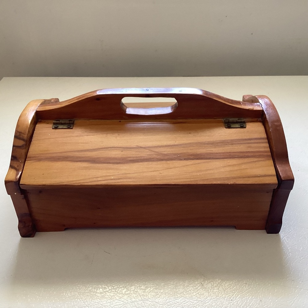 Vintage Antique Wooden Storage Box with Handle